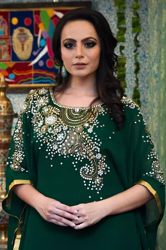 Dark green georgette  designer kaftan