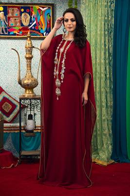 Maroon georgette israeli kaftan 2
