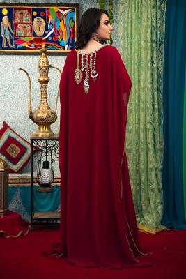 Maroon georgette israeli kaftan 3