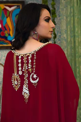 Maroon georgette israeli kaftan