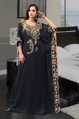 Dark gray and black african kaftan 1