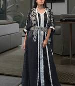 Dark gray and black partywear caftan