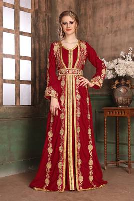 Maroon wedding moroccan israeli kaftan 1