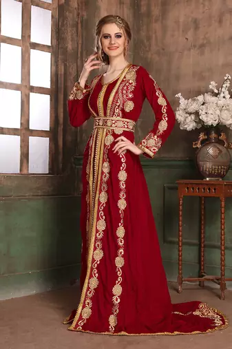 Maroon wedding moroccan israeli kaftan