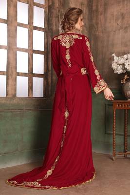 Maroon wedding moroccan israeli kaftan 3