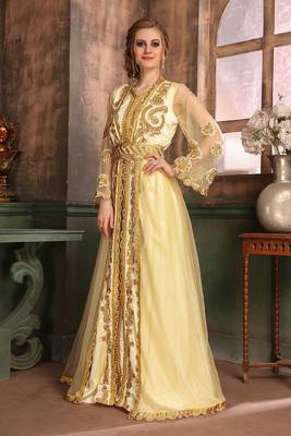 Beige moroccan style kaftan 2