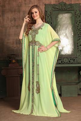 Yellow and green georgette kaftan 2
