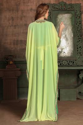 Yellow and green georgette kaftan 3