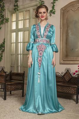 Sea green moroccan kaftan 1
