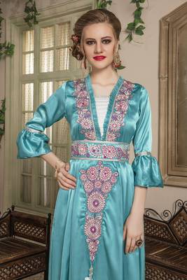 Sea green moroccan kaftan 3