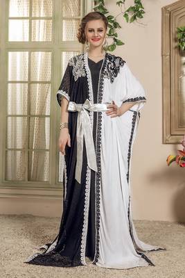 White and black saudi arabic kaftan 1