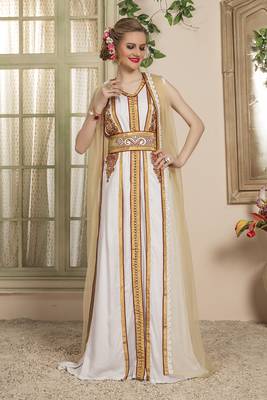 White and beige moroccan caftan 1