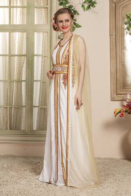White and beige moroccan caftan 2