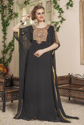 Women black israeli kaftan 1