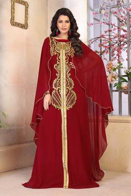 Maroon georgette kaftan 1