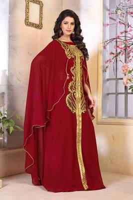 Maroon georgette kaftan 2