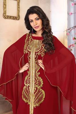 Maroon georgette kaftan 3