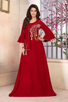 Maroon designer abaya 1
