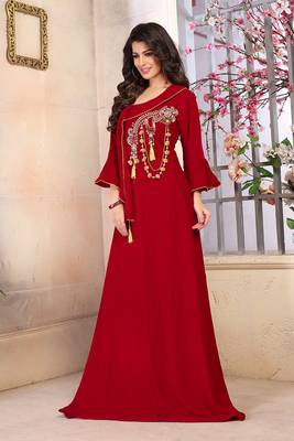 Maroon designer abaya 2