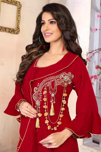 Maroon designer abaya