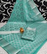 turkish green colour sillver zari Work Traditional weeding saree with blouse