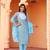 Blue abstract fabric .. stitching..straight kurti pant duppatta set