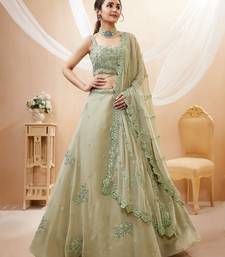Pretty Pista Green Sequins Georgette Engagement Wear Lehenga Choli