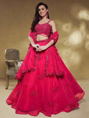 Pink Reception Lehenga Choli for Women 1
