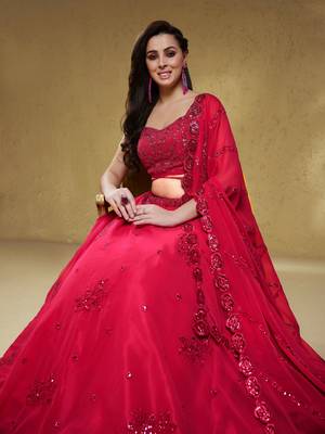 Pink Reception Lehenga Choli for Women 5