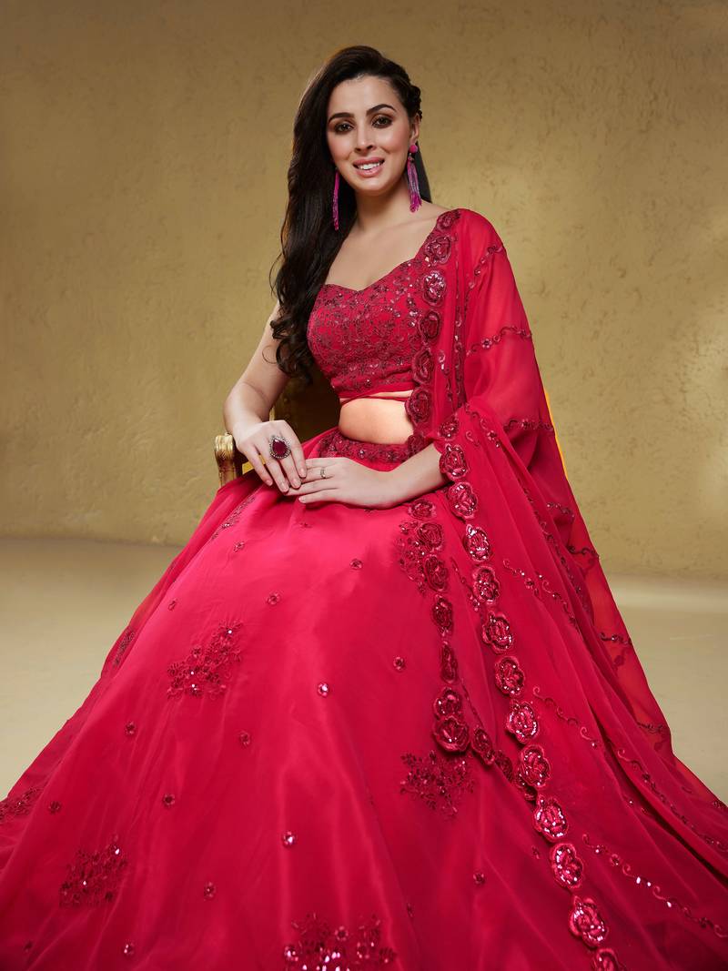 Pink Reception Lehenga Choli for Women