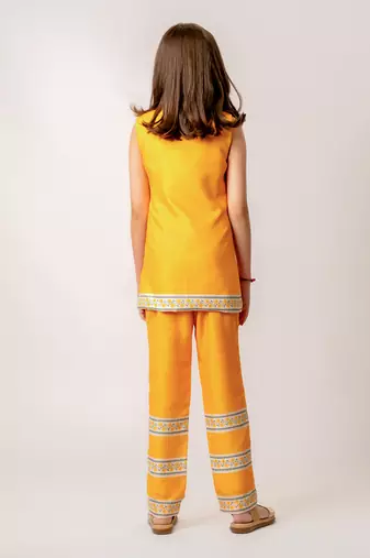 Bright yellow cotton rayon pantsuit