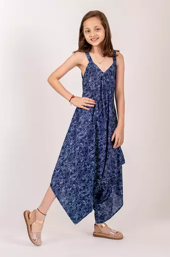 Blue cotton rayon  palazzo jumpsuit