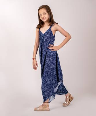 Blue cotton rayon  palazzo jumpsuit 4