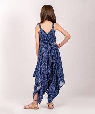 Blue cotton rayon  palazzo jumpsuit 5