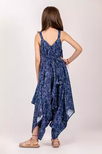 Blue cotton rayon  palazzo jumpsuit