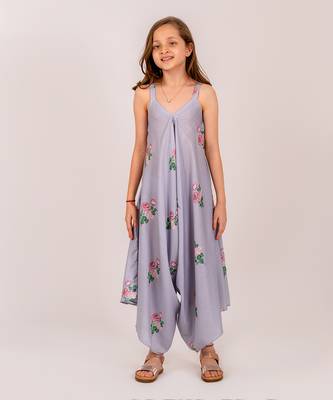 Blue cotton rayon palazzo jumpsuit 1