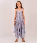 Blue cotton rayon palazzo jumpsuit