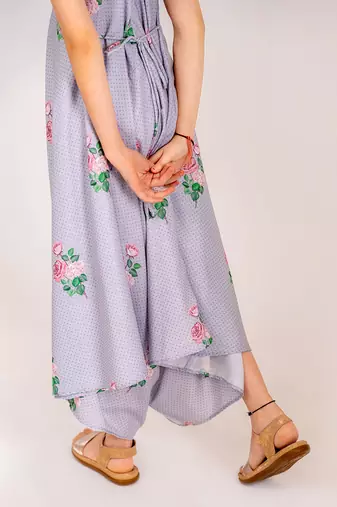 Blue cotton rayon palazzo jumpsuit