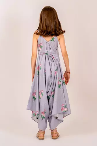Blue cotton rayon palazzo jumpsuit