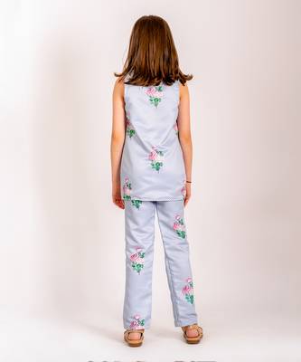 Blue dull satin   pantsuit   5