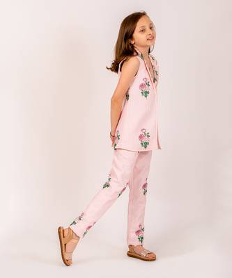 Pink cambric striped pantsuit 3