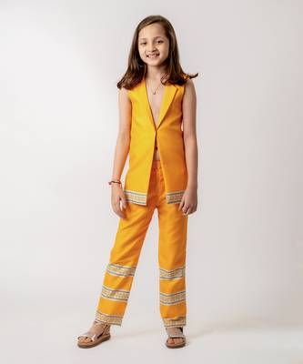 Bright yellow cotton rayon pantsuit 1