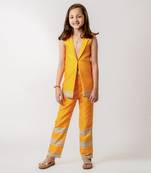 Bright yellow cotton rayon pantsuit