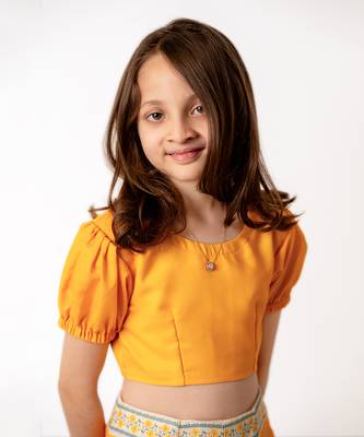 Bright yellow cotton rayon top & skirt set 4
