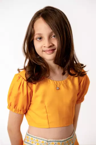 Bright yellow cotton rayon top & skirt set