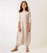 Beige cotton rayon  dhoti jumpsuit