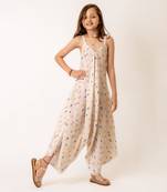 Beige cotton rayon  palazzo jumpsuit