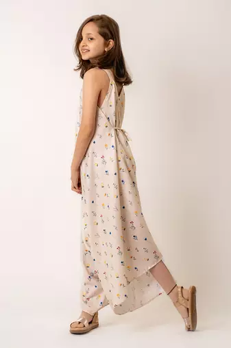 Beige cotton rayon  palazzo jumpsuit