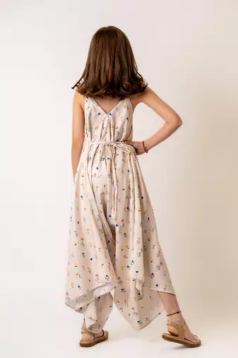 Beige cotton rayon  palazzo jumpsuit