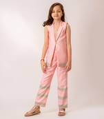 Baby pink cotton rayon pantsuit